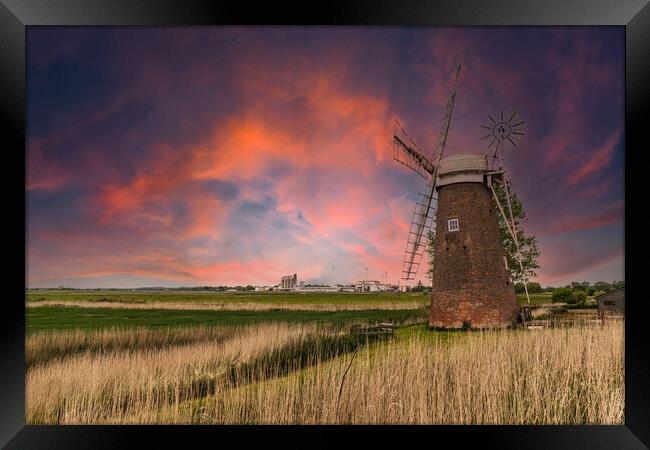 Hardley Windmill norfolk broads Framed Print by Kevin Snelling