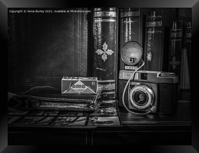 Vintage camera and flash Framed Print by Aimie Burley