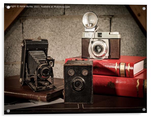 Vintage cameras  Acrylic by Aimie Burley