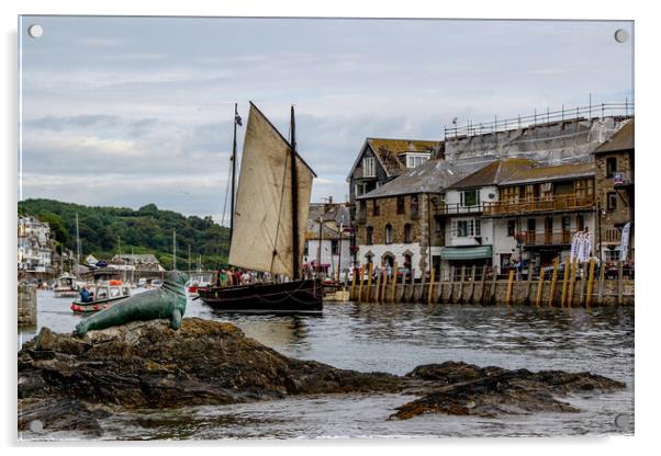 Looe Lugger Making Sail Acrylic by Oxon Images