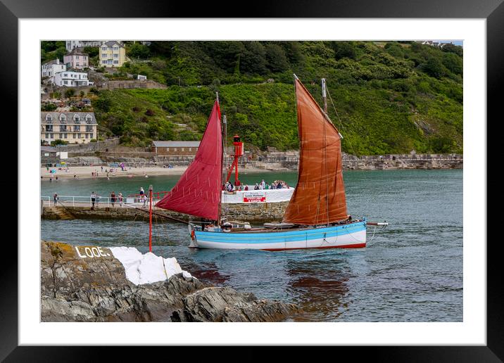 Looe Lugger IRIS Passing Banjo Pier Framed Mounted Print by Oxon Images