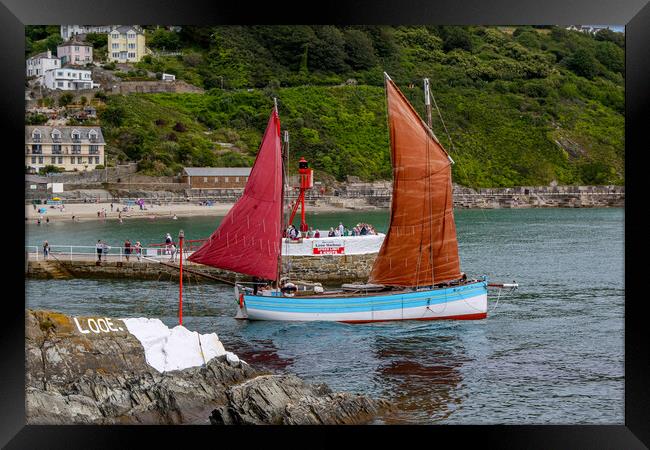 Looe Lugger IRIS Passing Banjo Pier Framed Print by Oxon Images