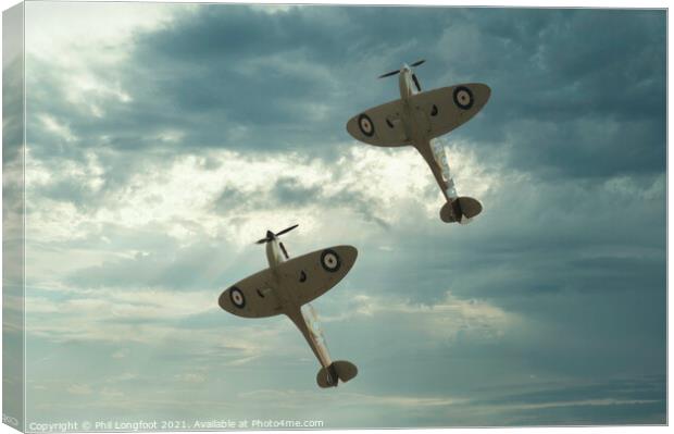 Spitfires climbing  Canvas Print by Phil Longfoot