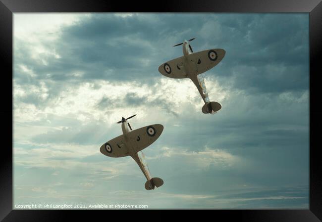Spitfires climbing  Framed Print by Phil Longfoot