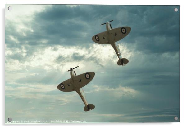 Spitfires climbing  Acrylic by Phil Longfoot
