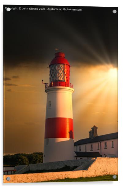 Lighthouse at Sunset Acrylic by John Stoves