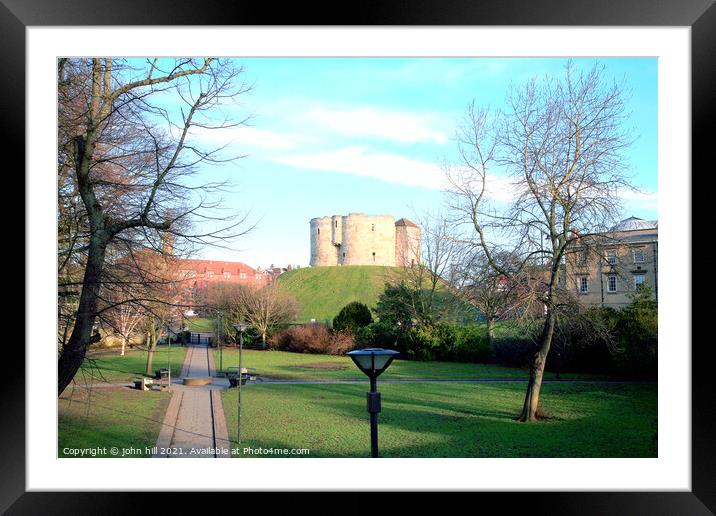 York castle view. Framed Mounted Print by john hill