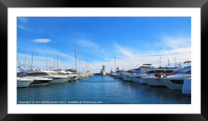 Boats in the harbor at Mandelieu-la-Napoule Framed Mounted Print by Ann Biddlecombe