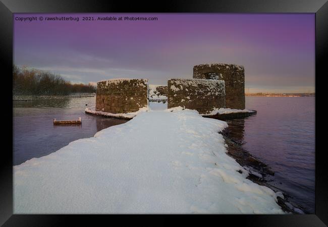 Purple Sunrise At The Snowy Chasewater Castle Framed Print by rawshutterbug 