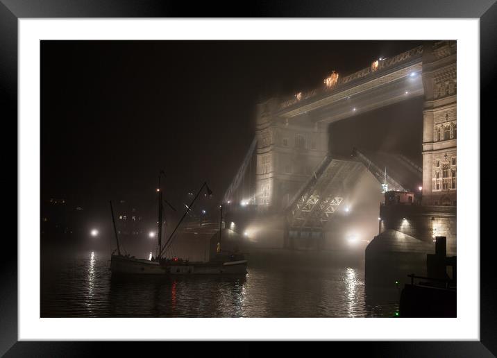  Tower Bridge at night in fog Framed Mounted Print by tim miller