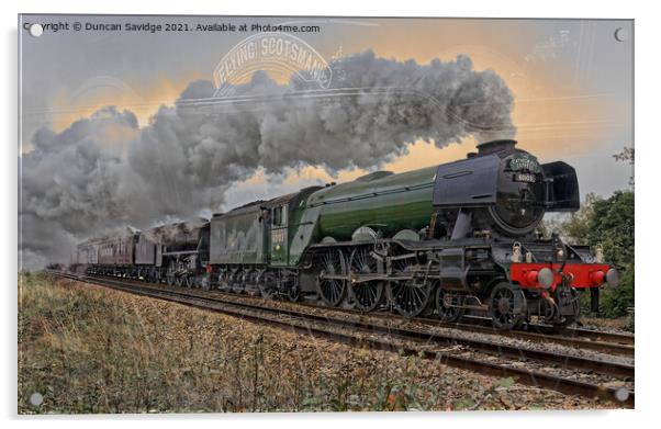 Flying Scotsman steam train artistic  Acrylic by Duncan Savidge