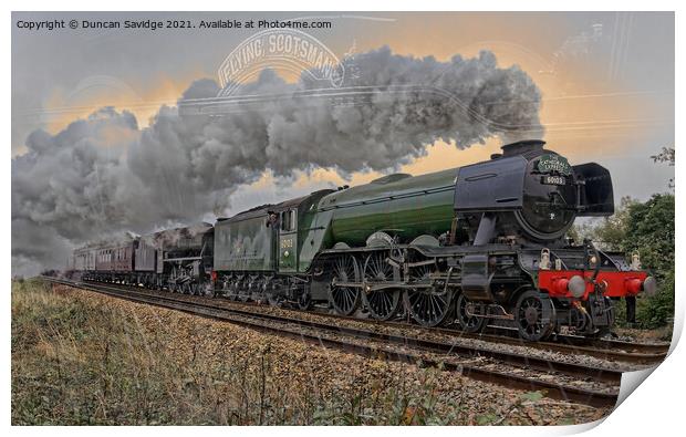 Flying Scotsman steam train artistic  Print by Duncan Savidge