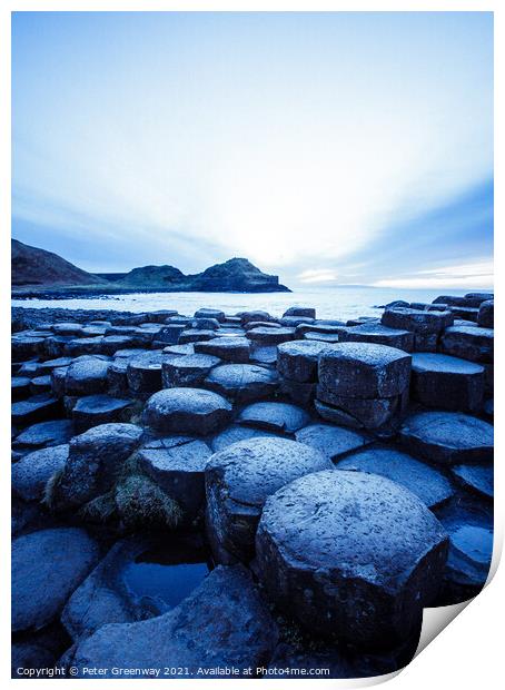 The Basalt Columns At The Giant's Causeway At Suns Print by Peter Greenway