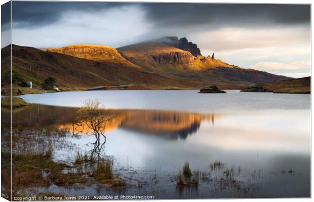  Sunrise on the Old Man of Storr Canvas Print by Barbara Jones