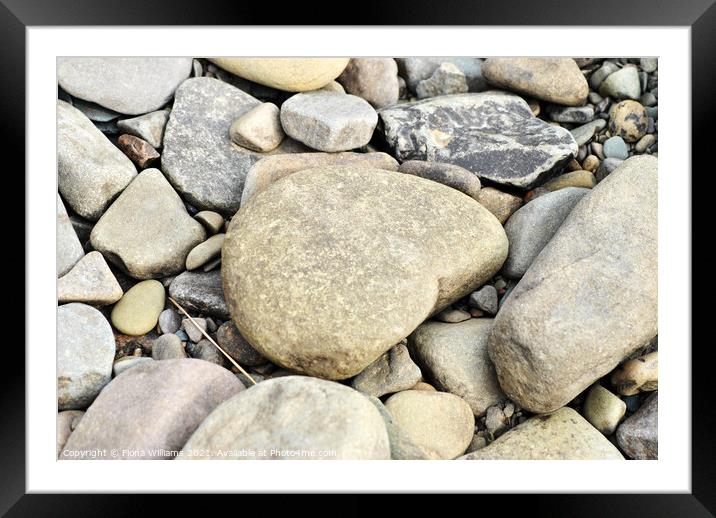 Heart Shaped Rock on a pebble beach Framed Mounted Print by Fiona Williams