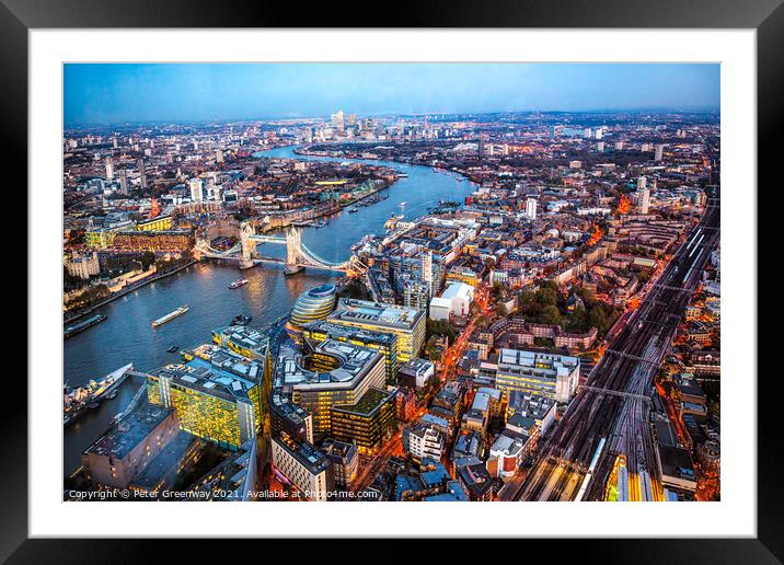 A Night View Across London From The Shard Framed Mounted Print by Peter Greenway