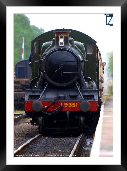 Steam train at platform Framed Mounted Print by Nik Taylor