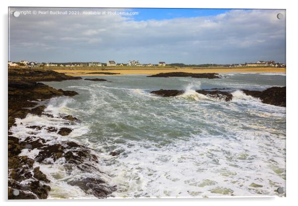 Rough Seas in Trearddur Bay Anglesey Acrylic by Pearl Bucknall