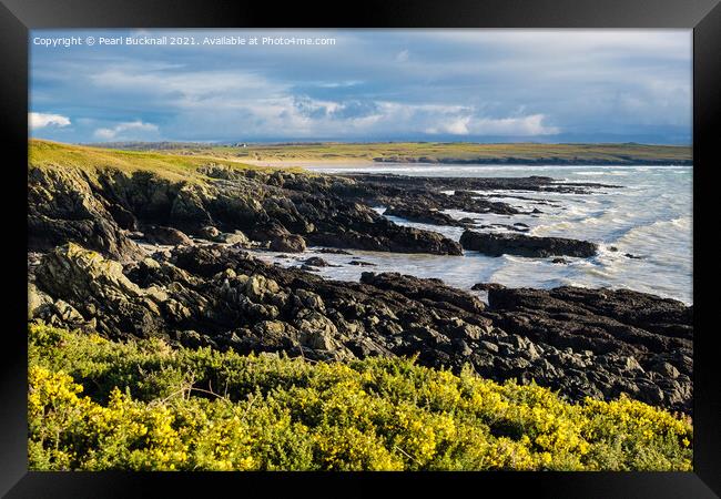 Rocky Coast near Aberffraw Anglesey Framed Print by Pearl Bucknall