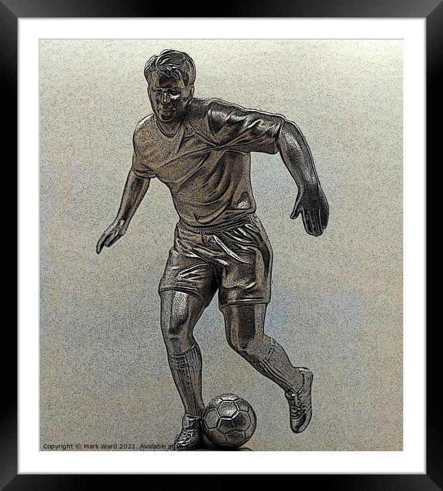 Footballer in Action. Framed Mounted Print by Mark Ward