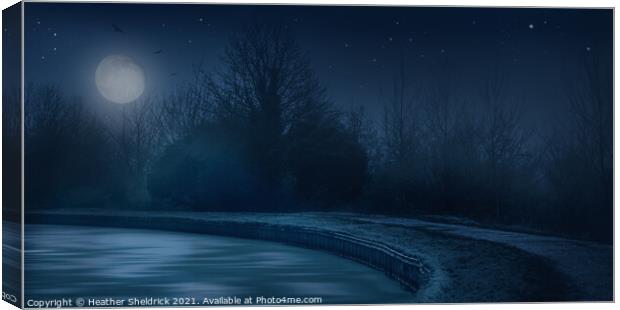 Moonlit canal Canvas Print by Heather Sheldrick
