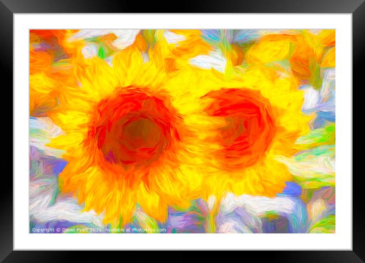 Sunflower Art  Framed Mounted Print by David Pyatt