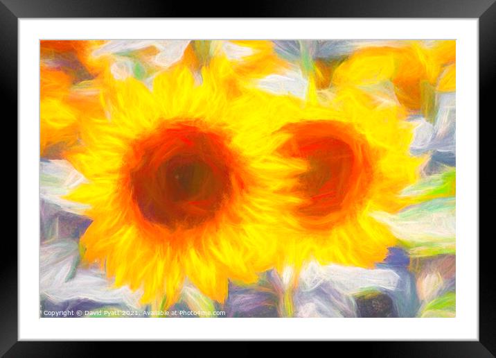 Sunflower Art Dreaming  Framed Mounted Print by David Pyatt