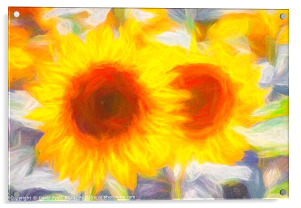 Sunflower Art Dreaming  Acrylic by David Pyatt