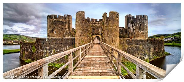 Caerphilly Castle panorama Print by Chris Drabble