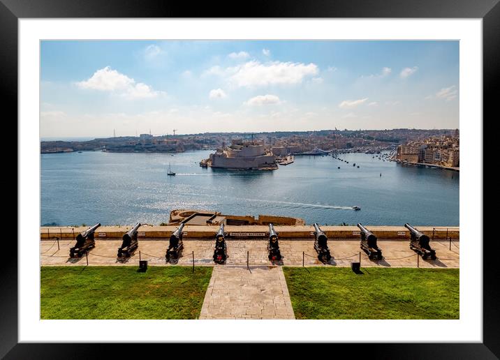 The Saluting Battery in Valletta Framed Mounted Print by Roger Green