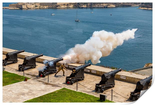 Saluting Battery in Valletta Print by Roger Green