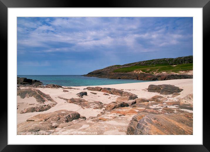 Secluded Beach on the Isle of Vatersay Framed Mounted Print by Kasia Design