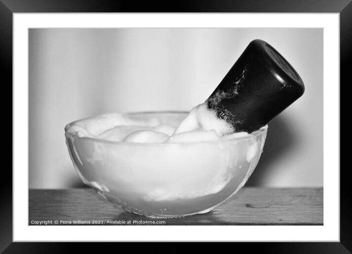 Shaving foam and bowl with brush Framed Mounted Print by Fiona Williams