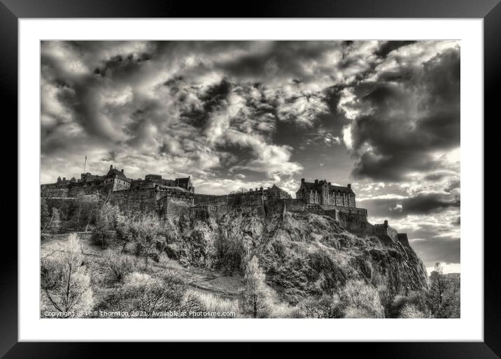 Dramatic skies over Edinburgh Castle Framed Mounted Print by Phill Thornton