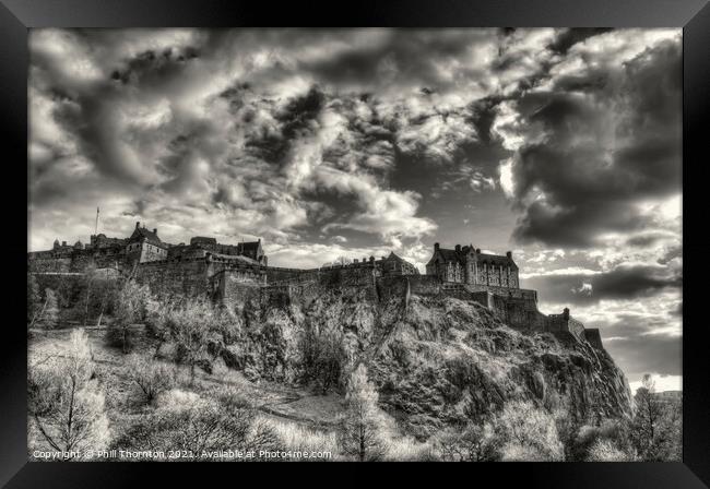 Dramatic skies over Edinburgh Castle Framed Print by Phill Thornton