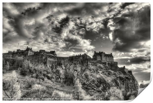 Dramatic skies over Edinburgh Castle Print by Phill Thornton