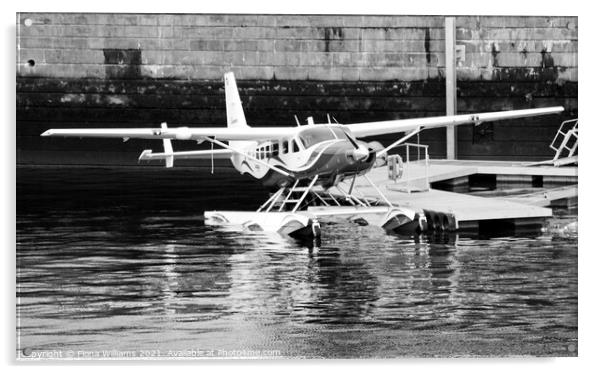 Glasgow Sea Plane in Black and White Acrylic by Fiona Williams