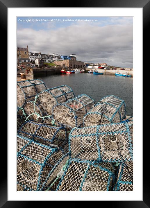 Seahouses Harbour Lobster Pots Northumberland  Framed Mounted Print by Pearl Bucknall