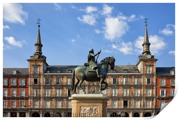 Plaza Mayor in City of Madrid in Spain Print by Artur Bogacki