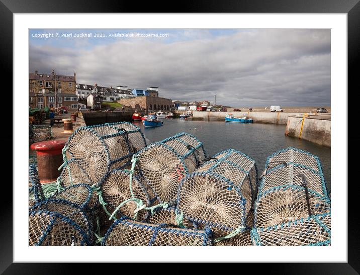 Lobster Pots in Seahouses Harbour Northumberland Framed Mounted Print by Pearl Bucknall