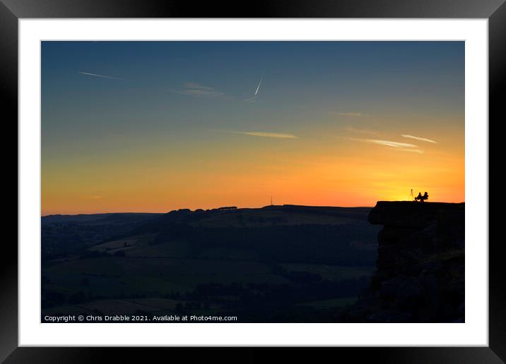 Curbar Edge at sunset Framed Mounted Print by Chris Drabble
