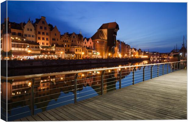 City of Gdansk at Night in Poland Canvas Print by Artur Bogacki