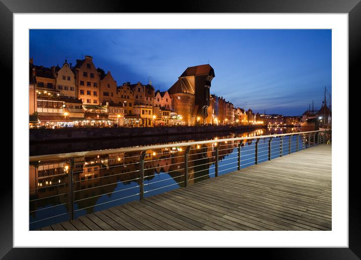 City of Gdansk at Night in Poland Framed Mounted Print by Artur Bogacki
