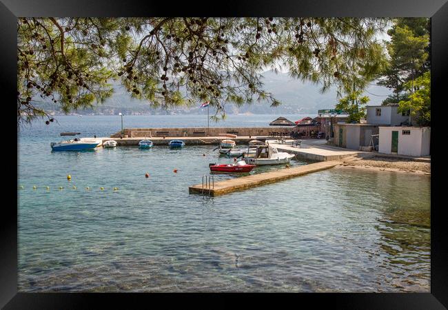 Harbour on Koločep Framed Print by Roger Green