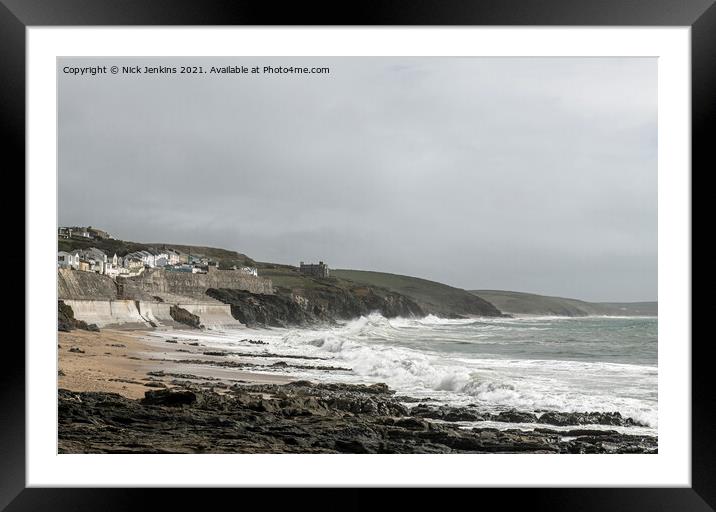 High Seas on Porthleven beach South Cornwall  Framed Mounted Print by Nick Jenkins