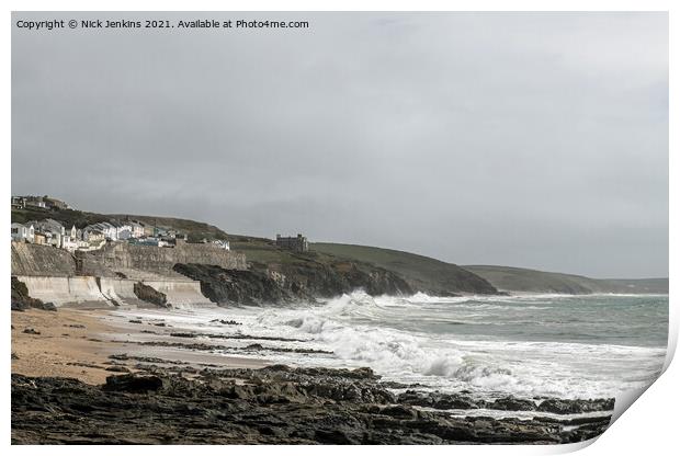 High Seas on Porthleven beach South Cornwall  Print by Nick Jenkins