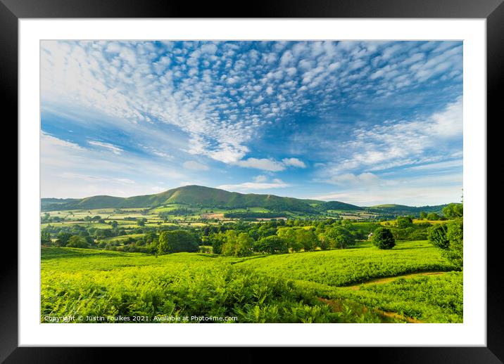 Caer Caradoc, from Long Mynd, Shropshire, England Framed Mounted Print by Justin Foulkes