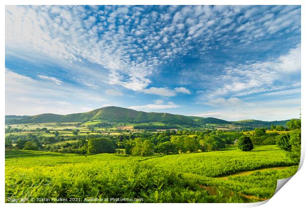 Caer Caradoc, from Long Mynd, Shropshire, England Print by Justin Foulkes