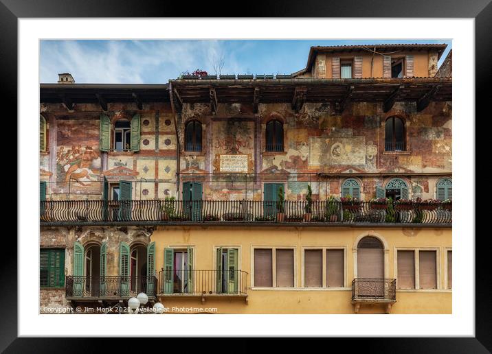 Piazza delle Erbe, Verona Framed Mounted Print by Jim Monk