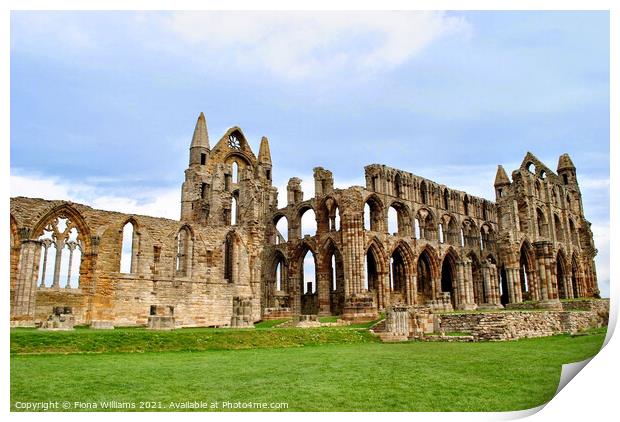 Whitby Abbey Ruins Print by Fiona Williams